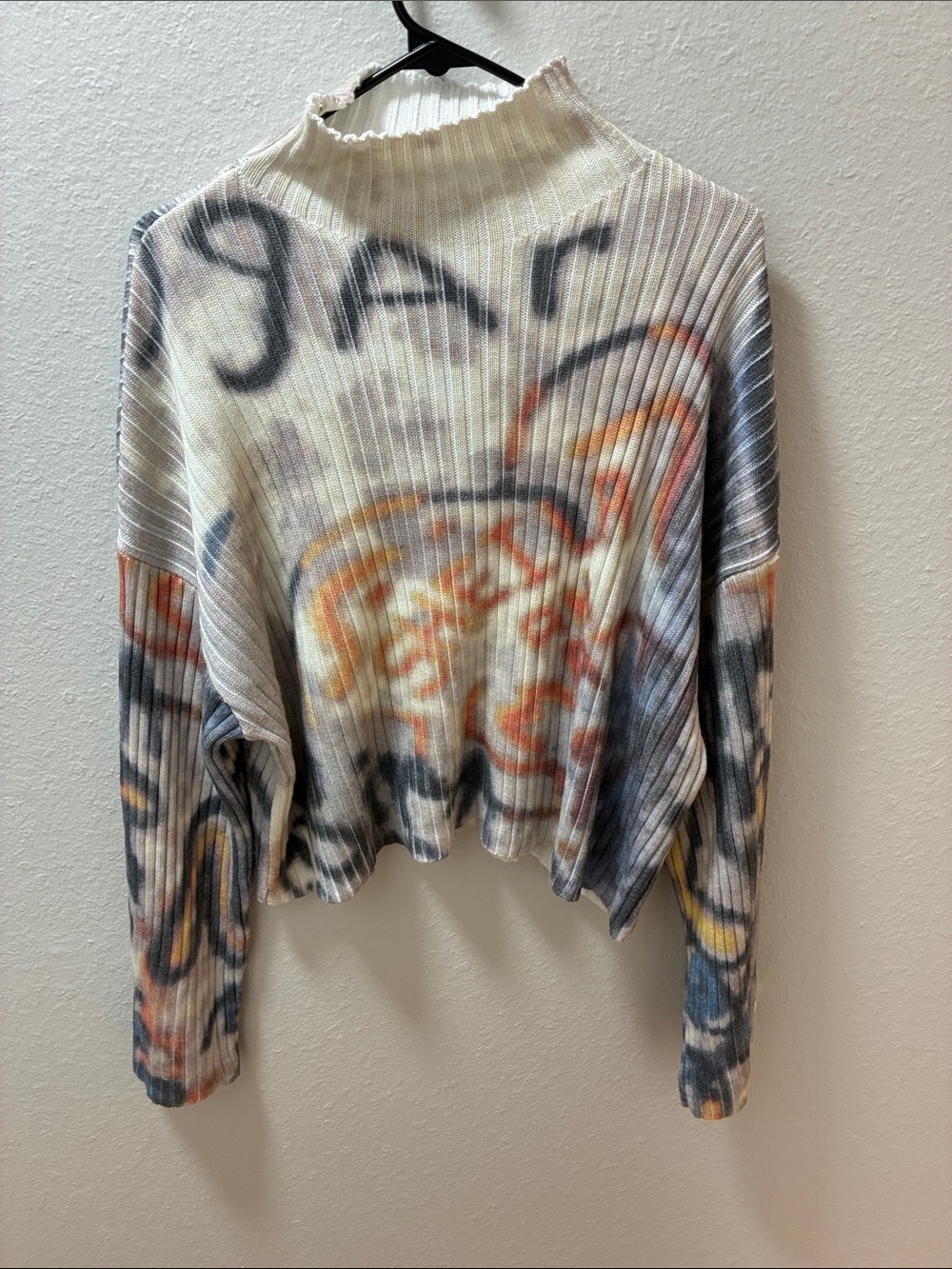 Jordan Cream Multicolor Ribbed Mock Neck Sweater